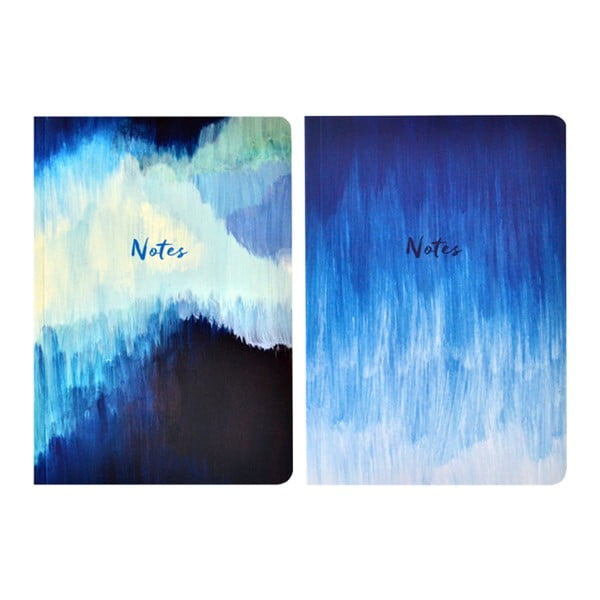 Blue Abstract 2 darabos A5 méretű jegyzetfüzet szett, 100 lapos - Portico Designs