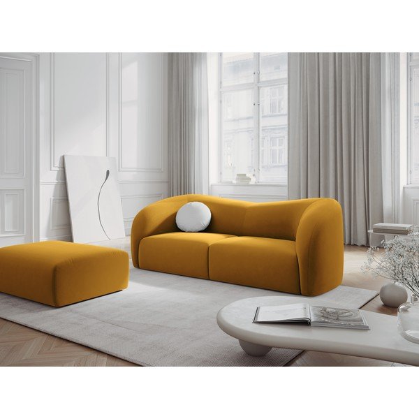 Mustársárga bársony kanapé 197 cm Santi – Interieurs 86-image-1