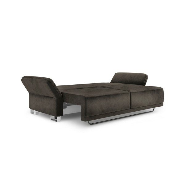 Pyxis sötétbarna háromszemélyes kinyitható kanapé bársony kárpittal - Windsor & Co Sofas-image-4