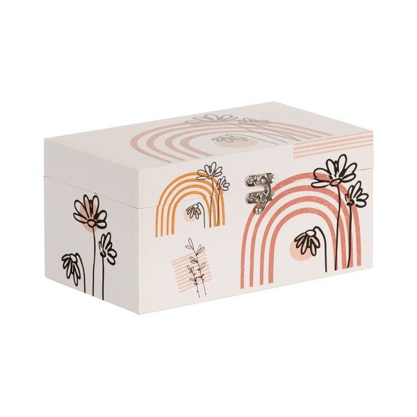 Krémszínű dekoratív tárolódoboz szett 2 db-os 30x18x15 cm Flowers – Ixia-image-2