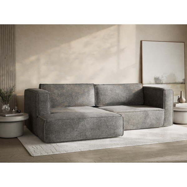 Szürke zsenília kinyitható-tárolóhelyes sarokkanapé (bal oldali-heverő résszel) Velto – Maison de Rêve-image-4