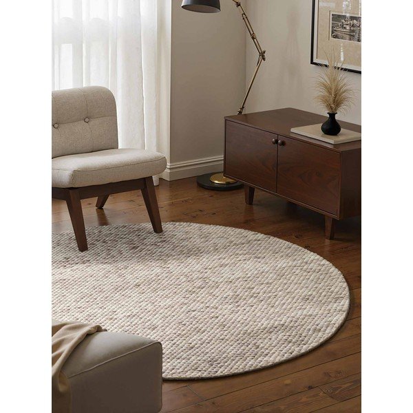 Bézs-natúr színű kézi szövésű gyapjú kerek szőnyeg ø 160 cm Lyon Beans – Elle Decoration-image-1