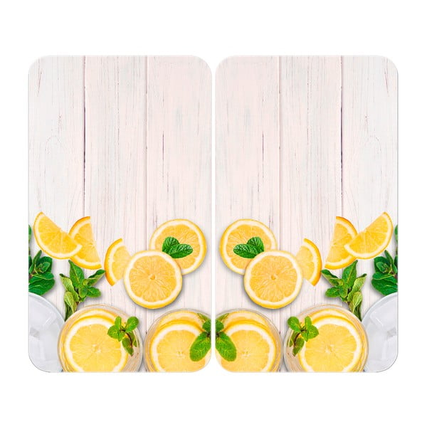 Edzett üveg tűzhely fedőlap szett 2 db-os 52x30 cm Lemons – Wenko