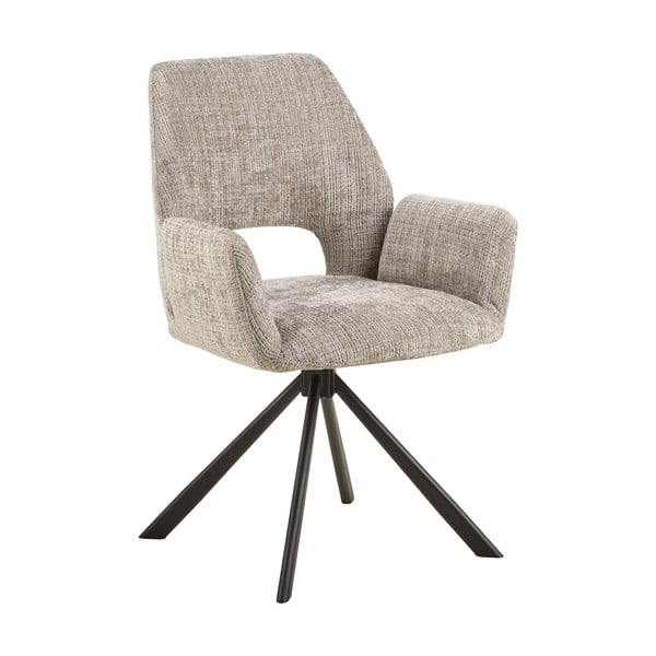 Világosszürke kárpitozott karfás étkezőfotel Graham – Actona