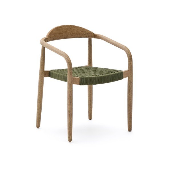 Zöld-natúr színű tömörfa étkezőfotel Nina – Kave Home