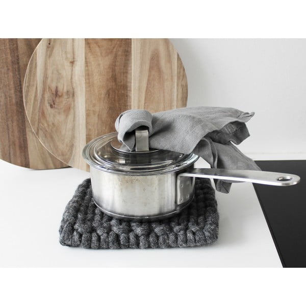 Braider Coaster antracit kötött gyapjúalátét, 20 x 20 cm - Wooldot-image-1