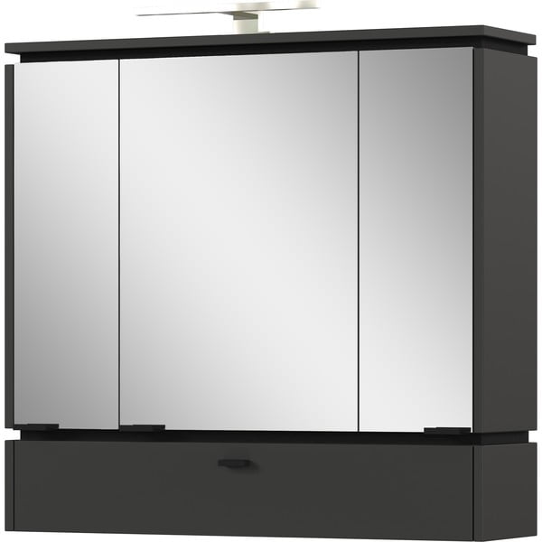 Antracitszürke tükrös fürdőszoba szekrény világítással  79x80 cm Modesto – Germania-image-1