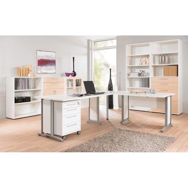 Fehér-natúr színű moduláris könyvespolc tölgyfa dekorral 178x113 cm Prima – Tvilum-image-1