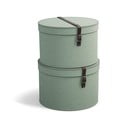 Kékeszöld fedeles karton tárolódoboz szett 2 db-os ø 37,5x25,5 cm Rut Canvas Paper Laminate – Bigso