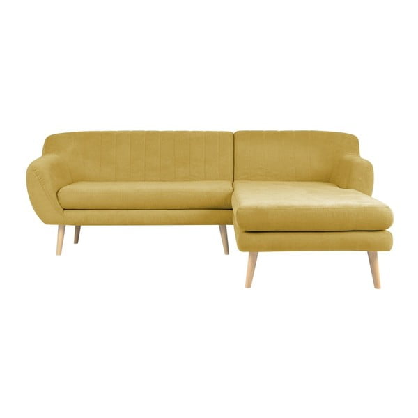 Sardaigne sárga kanapé jobboldali fekvőfotellel - Mazzini Sofas