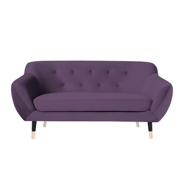 Amelie lila kanapé fekete lábakkal, 158 cm - Mazzini Sofas