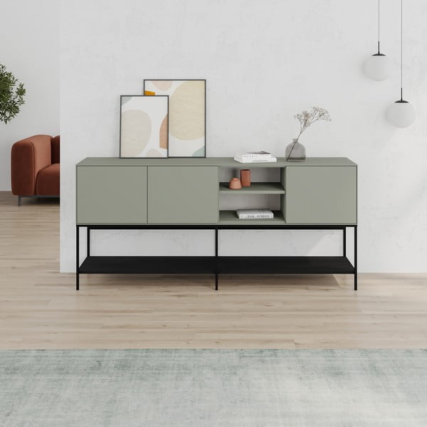 Zöld-fekete komód 180x80x40 cm Amira – Marckeric-image-1