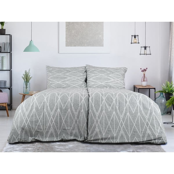 Szürke egyszemélyes krepp ágyneműhuzat 140x200 cm Gray Stripes – B.E.S.