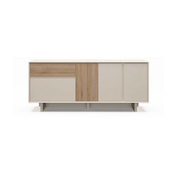 Bézs-natúr színű komód tölgyfa dekorral 180x76x45 cm Carpi – Marckeric