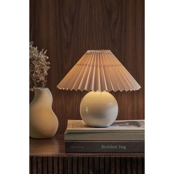 Bézs-krémszínű textil asztali lámpa (magasság 22 cm) Mimmi – Ellos Home-image-1