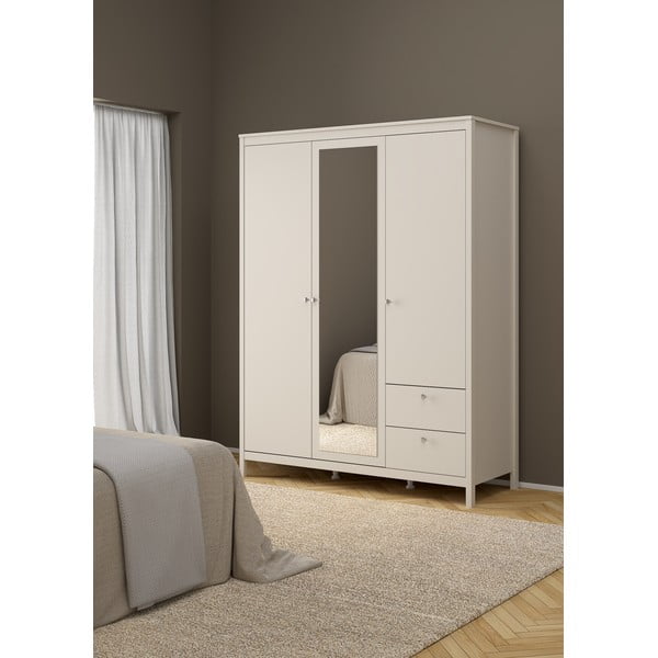 Szürkésbézs ruhásszekrény tükörrel 150x199x58 cm Madrid – Tvilum-image-1