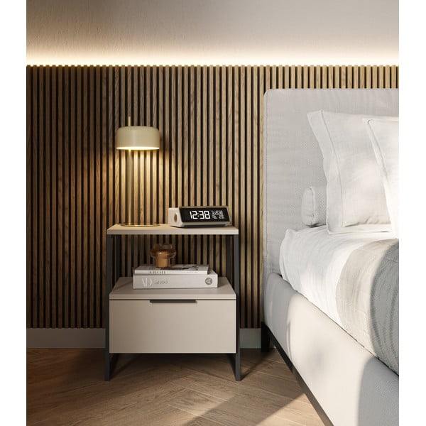 Krémszínű éjjeliszekrény Velia – Marckeric-image-1