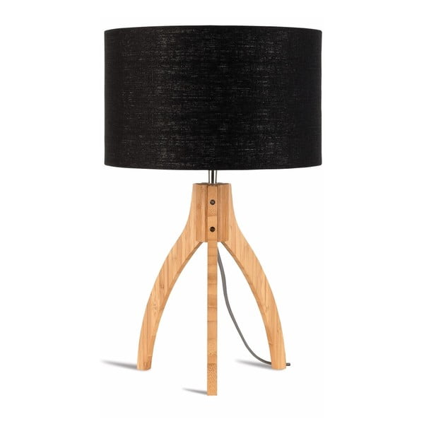 Annapurna asztali lámpa fekete búrával és bambusz lámpatesttel - Good&Mojo