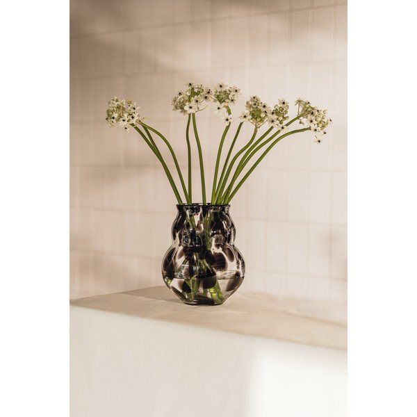 Sötétbarna üveg kézzel készített váza (magasság 22 cm) Dam – noo.ma-image-1