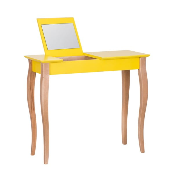 Dressing Table sárga fésülködőasztal tükörrel, hosszúság 85 cm - Ragaba