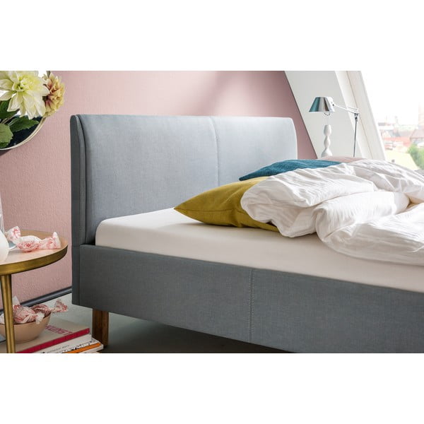 Kék-szürke kárpitozott franciaágy ágyrács nélkül 140x200 cm Lena – Meise Möbel-image-2