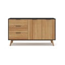 Fekete-natúr színű borovi fenyő alacsony komód 140x81 cm Lavis – Marckeric