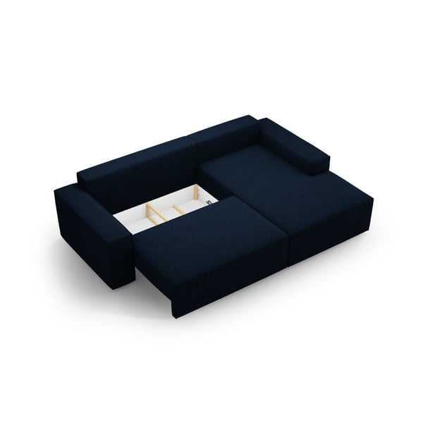 Sötétkék buklé kinyitható sarokkanapé (jobb oldali) Jodie – Micadoni Home-image-4