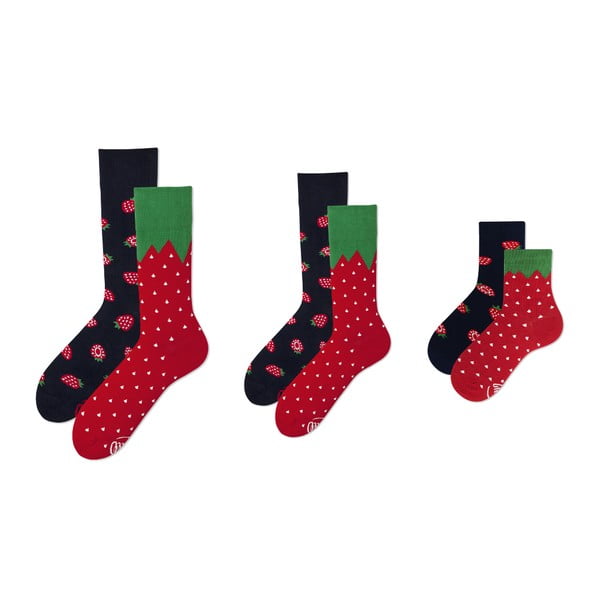 Strawberry Medium 3 pár zokni, családi csomagolás - Many Mornings