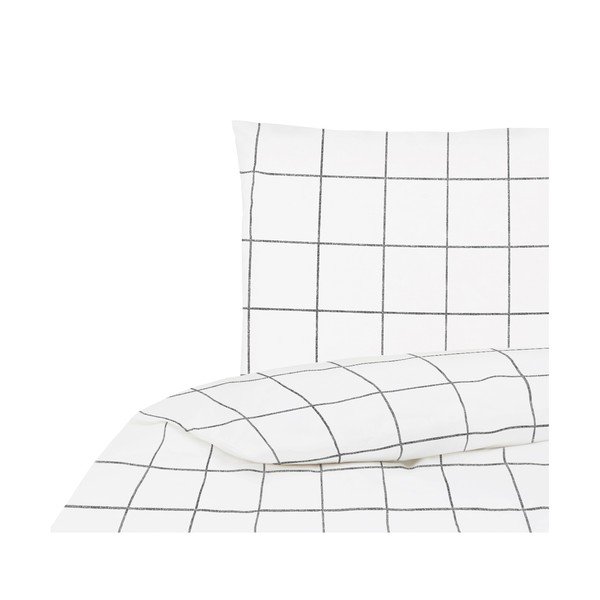 Fehér egyszemélyes pamut-perkál paplanhuzat, 155 x 220 cm - Westwing Collection-image-2