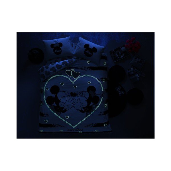 Mickey & Minnie Amour kétszemélyes ágyneműhuzat lepedővel, 200 x 220 cm-image-1