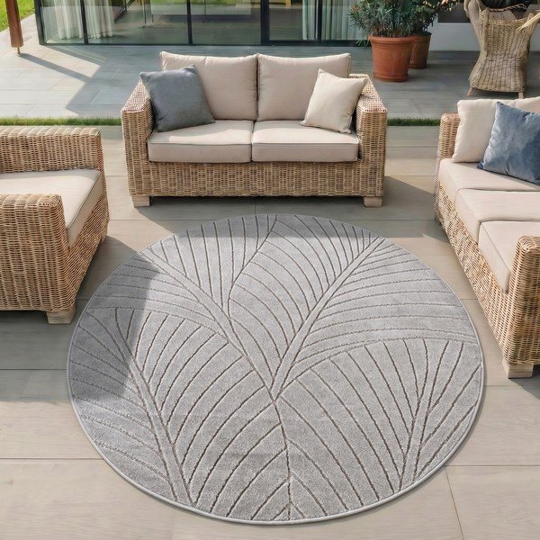 Ezüstszínű kerek kültéri-beltéri szőnyeg ø 120 cm Nova 1203 – Ayyildiz Carpets-image-1