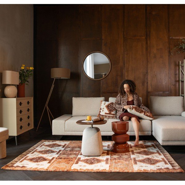 Fali tükör tömörfa kerettel ø 80 cm Gale – Dutchbone-image-1