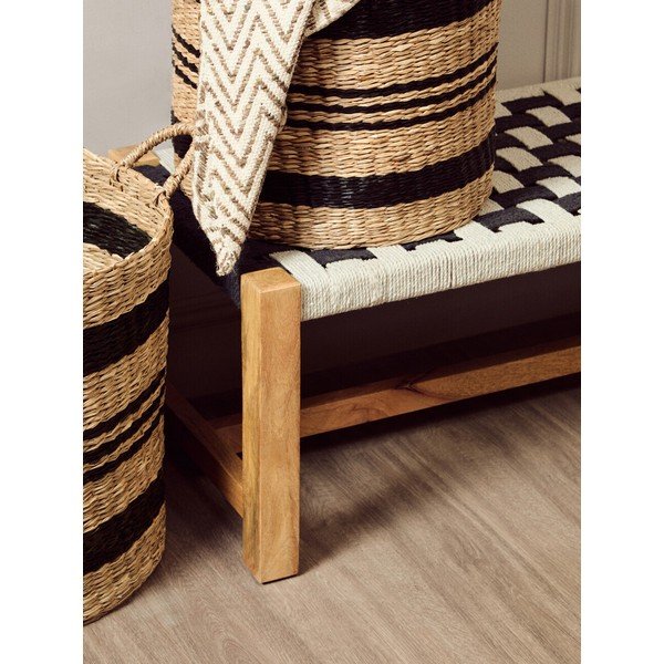 Fekete-fehér tömörfa pad Satna – Premier Housewares-image-4