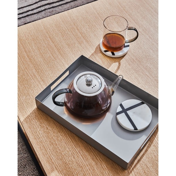 Dohányzóasztal tölgyfa dekoros asztallappal 80x80 cm Yona - Kave Home-image-3