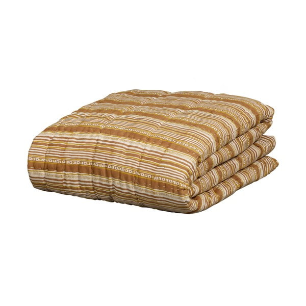 Barna-bézs pamut ágytakaró franciaágyra 220x265 cm Banding – BePureHome