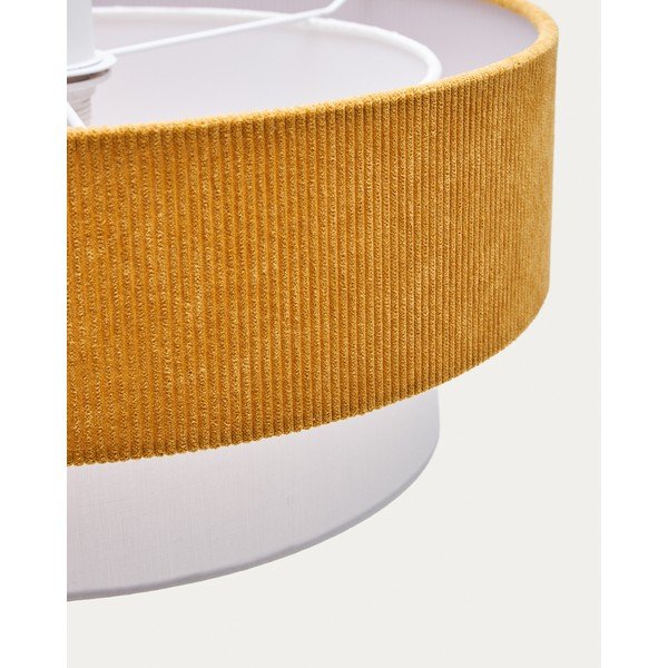 Mustársárga-fehér gyerek lámpa textil búrával Bianella – Kave Home-image-4