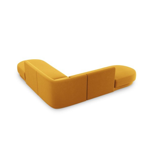 Mustársárga bársony sarokkanapé Miley – Micadoni Home-image-4