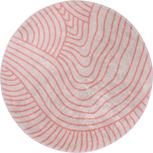 Világos rózsaszín-krémszínű mosható kerek szőnyeg ø 80 cm Yuvarlak – Vitaus