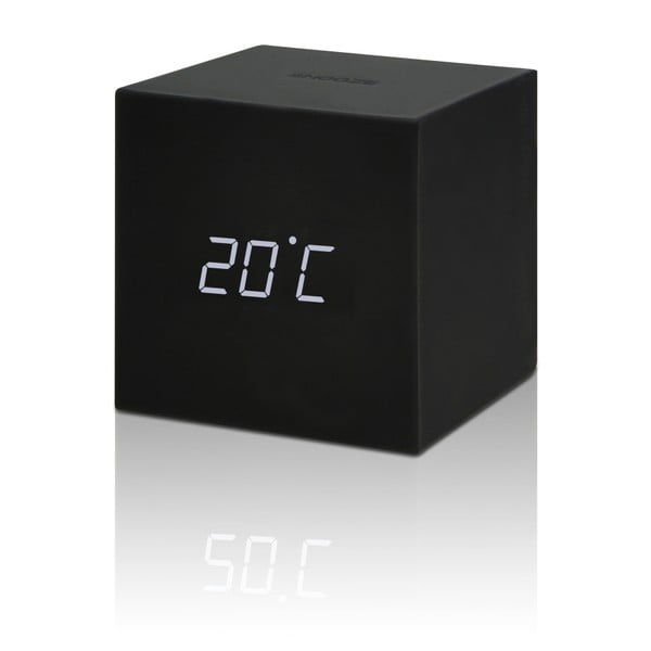 Gravitry Cube fekete ébresztőóra LED kijelzővel - Gingko-image-2