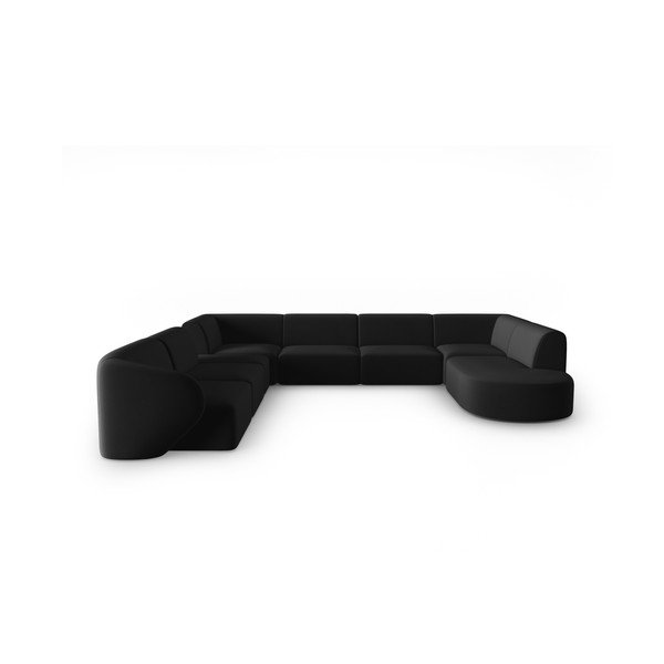 Fekete bársony sarokkanapé (bal oldali-U alakú) Paolo – Milo Casa