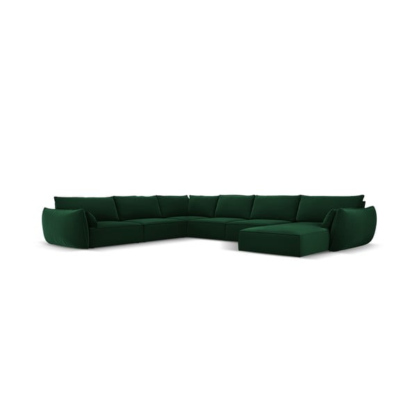 Sötétzöld bársony sarokkanapé (bal oldali-U alakú) Vanda – Mazzini Sofas-image-2