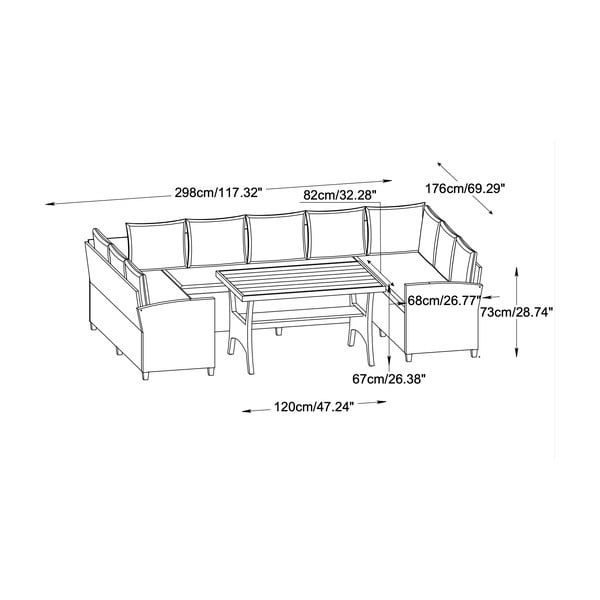 Bézs kilencszemélyes kerti lounge szett Ventura – Unique Furniture-image-4