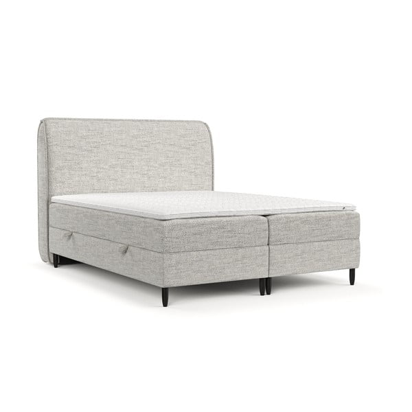 Világosszürke ágyneműtartós boxspring ágy 140x200 cm Melba – Maison de Rêve