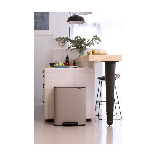 Világosszürke acél szelektív-pedálos szemetes 2x30 l Bo – Brabantia-image-1