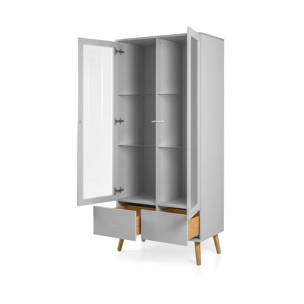 Dot szürke tálalószekrény tölgyfa dekorral, magasság 175 cm - Tenzo-image-3