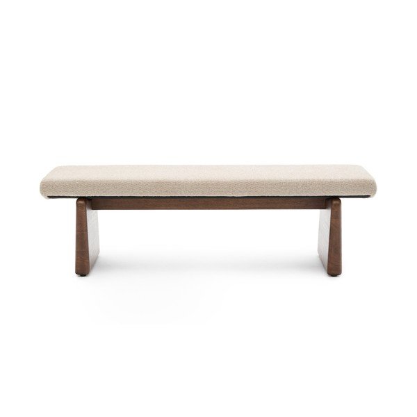 Bézs-sötét natúr színű zsenília pad Topaz – Kave Home