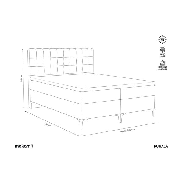 Zöld ágyneműtartós boxspring ágy 140x200 cm Puhala – Makamii-image-3