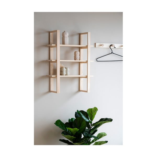 Natúr színű többszintes paulownia fali polc 48 cm Santiago – House Nordic-image-4