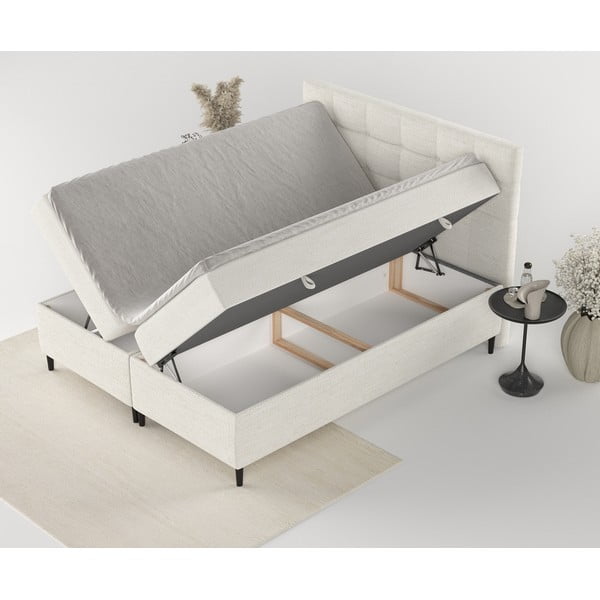 Krémszínű ágyneműtartós boxspring ágy 140x200 cm Urbaneo – Maison de Rêve-image-2