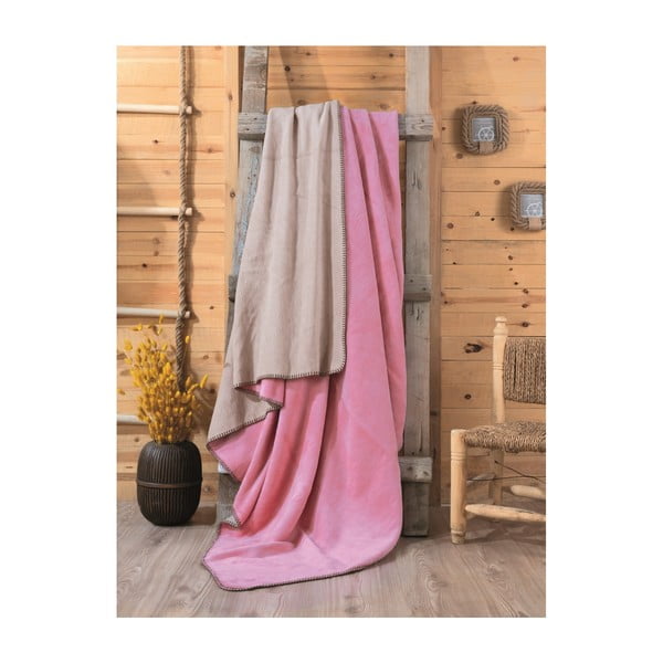 Sandra rózsaszín-bézs takaró, 200 x 220 cm
